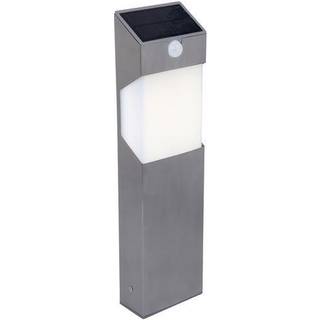 LUTEC SOLSTEL udendørs LED pullert med solceller og sensor, H45 cm, IP44, rustfrit stål