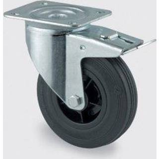 Tente 3377PVR100P62 Hjul gummi, bremse, plade 105x85 mm 100 mm