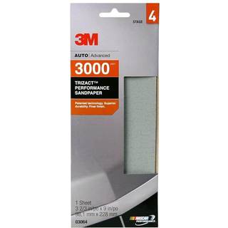 3M Performance 3000 Grit Sandpapir 3-2/3 i X 9 i polsk klar frakke og maling Gendannelse Shine Ideal til detaljeret efterbehandling og polering a