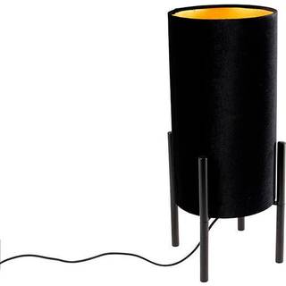 Moderne bordlampe sort med sort fløjlsskærm - Rich