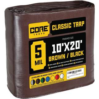 CORE TARPS KLASSISK 5 MIL TARP DÆKNING Vandtæt UV -resistent RIP og tåre Proof Poly Tarpaulin med forstærkede kanter til tagcamping Patio Pool Co