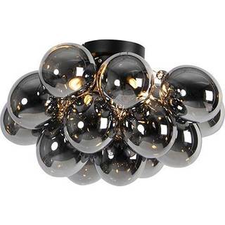 Design loftslampe sort med røgglas 4-lys - Uvas