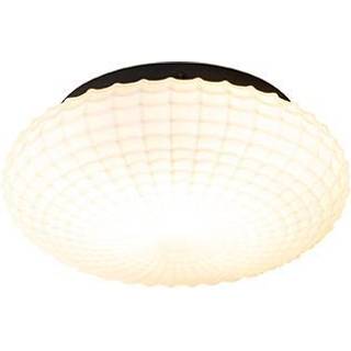 Klassisk loftslampe sort med opalglas 23 cm IP44 - Nohmi