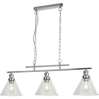 Pyramide hængelampe, krom, glas, 3 lyskilder, 95 cm, E27