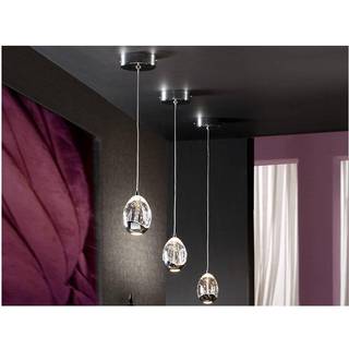 LED-pendel Rocio, 1-lys, metal, glas, krom