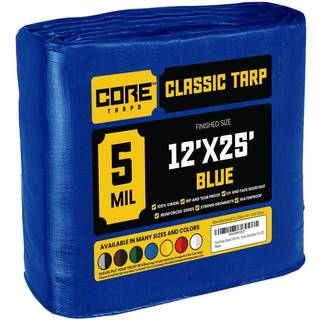 Core Tarps Classic 5 Mil Tarp Cover Vandtæt UV -resistent Rip and Tear Proof Poly Tarpaulin med forstærkede kanter til tagcamping Patio Pool Cove