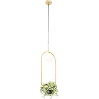 Art Deco Pendellampe guld med hvidt glas - Isabella