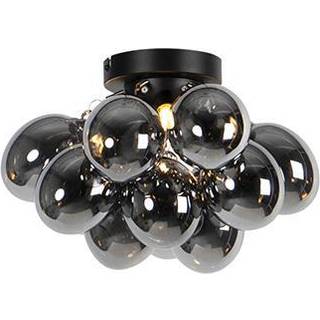 Design loftslampe sort med røgglas 3-lys - Uvas