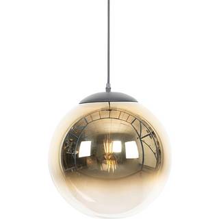 Art Deco pendellampe sort med guld glas 33 cm - Pallon