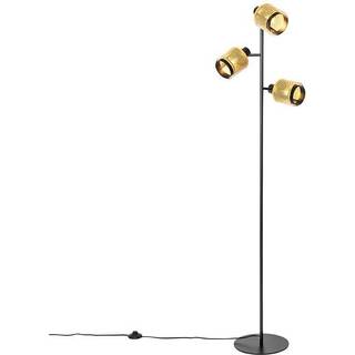 Industriel gulvlampe sort med guld 3-lys - Kayden