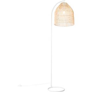 Rustik gulvlampe hvid med rattan - Sam
