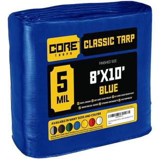 Core Tarps Classic 5 Mil Tarp Cover Vandtæt UV -resistent Rip and Tear Proof Poly Tarpaulin med forstærkede kanter til tagcamping Patio Pool Cove