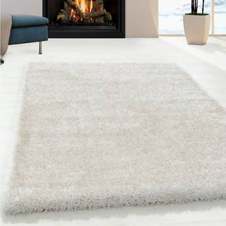 Brilliant Rund Shaggy tæppe Ensfarvet - Natur - 160x160 (Rund)