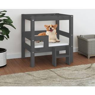 hundeseng 55,5x53,5x60 cm massivt fyrretræ grå