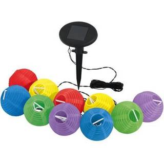 Solcelle LED Lyskæde, IP44 med 10 Farvede Rispapirlampe