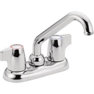 Moen Chrome Chateau To-h?ndtag 4-tommer Centerset Utility eller vaskeri Sink vandhane med gevind tud 74998