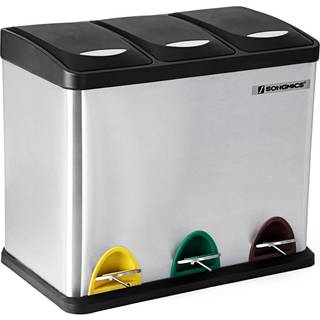 Affaldsspand med sortering 3-i-1 Pedalspand, 24 L, rustfri stål