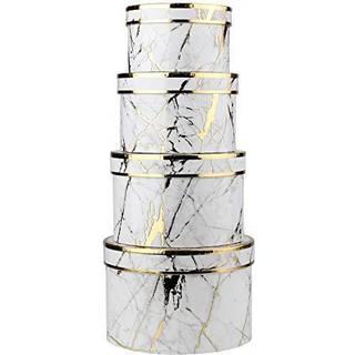 Runde gave?sker med l?g s?t med 4 marmorhvide gave?ske forskellige st?rrelser hekke gave?ske til gaver f?dselsdag brudepig bryllup Valentines jul