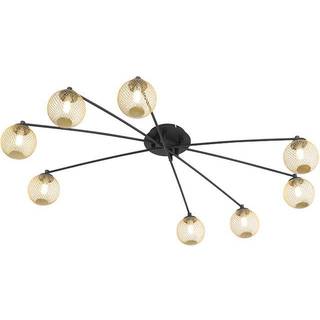 Moderne loftslampe sort med guld 8-lys - Athens Wire