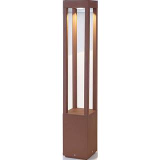 Agra LED-gadelampe, rustbrun, aluminium/glas, højde 65 cm