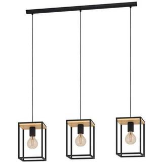 Libertad hængelampe, længde 88 cm, sort/træ, 3 lyskilder.