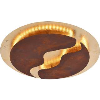 LED-loftlampe Nevis, rund, Ø 50 cm, brun-guld