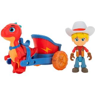 Dino Ranch Jon & Blitz Chariot-køretøj - Træk-tilbage-funktion, 5A Dino Blitz & 3A Jon-figurer, Tre stilarter at samle