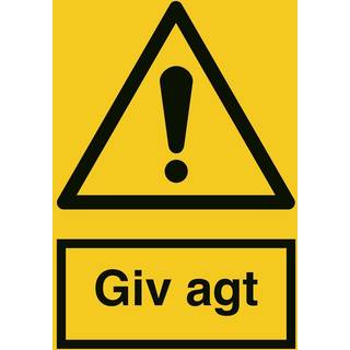 Advarselsskilt - Giv agt - Vinyl klistermærke - 148 x 105 mm (A6)