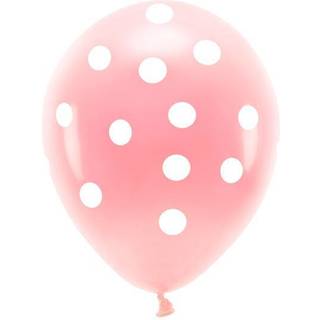 6 stk. Økologiske pastel balloner lys pink prikker – Miljøvenlig feststemning 33 cm