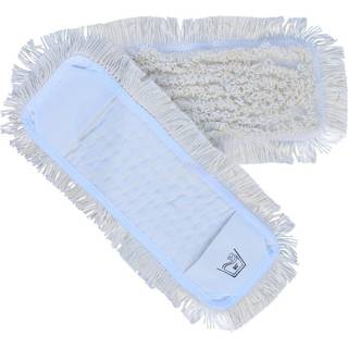 Clean Plus fugt- og vådmoppe bomuld 40cm med lommer hvid