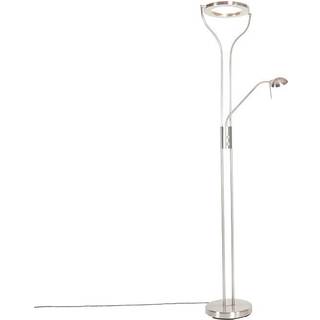 Moderne gulvlampe stål med læsearm inkl. LED og lysdæmper - Divo