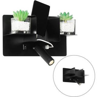 Moderne væglampe sort inkl. LED med USB - Thijs