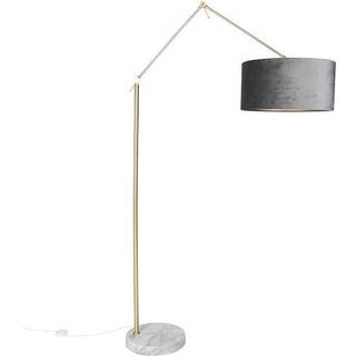 Moderne gulvlampe guld fløjl skærm grå 50 cm - Editor