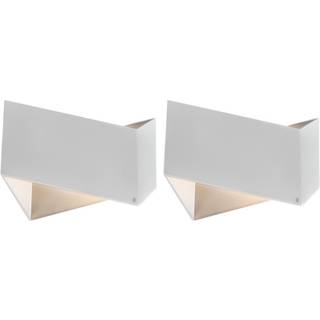 Sæt med 2 design væglamper hvid - Fold