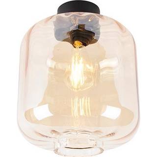 Design loftslampe sort med ravglas - Qara