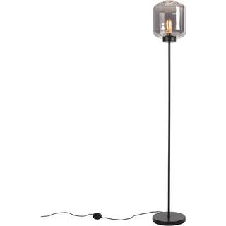 Design gulvlampe sort med røgglas - Qara