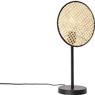 Rustik bordlampe sort med rattan 25 cm - Kata