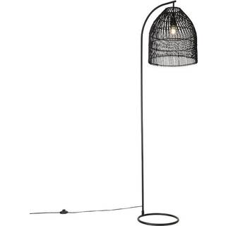 Rustik gulvlampe sort med rattan - Sam