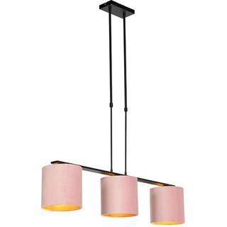 Pendellampe med fløjlsskærme lyserød med guld 20cm - Combi 3 Deluxe