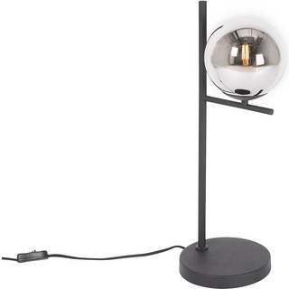 Art Deco bordlampe sort og røgglas - Flore