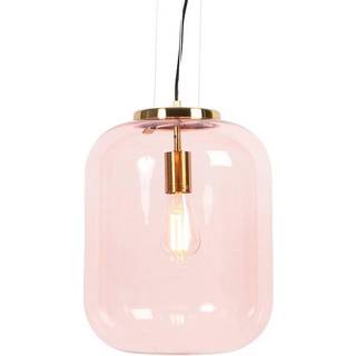 Art Deco Pendellampe Messing med Rosa Glas - Bliss