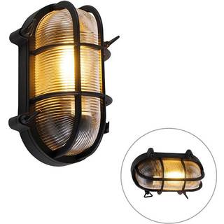 Industriel væg- og loftslampe sort oval IP44 - Noutica
