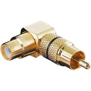 Phono vinkel-adapterstik, guldbelagt (1x Phono RCA hun - han), sort | PRIS-MATCH
