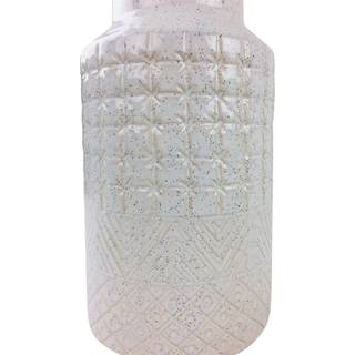 Tall Chevron Stripe Relief Glazed Stoneware Vase