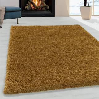 Sydney Shaggy tæppe Ensfarvet - Guld - 160x230