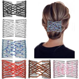 6 stk. Ungdommelig vintage stretch beaded hår tilbehør til kvinder damer og piger - elastiske perler hårklip stretchy perle hårnåle dobbelt lysbi