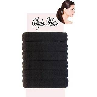 Styla h?rb?nd til tykt h?r - pakke med 6 sort s?ml?st h?r elastik scrunchies til tunge kr?llede h?rtilbeh?r Hestehale indehavere