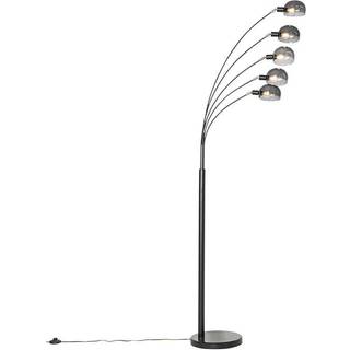 Design gulvlampe sort med røgglas 5-lys - Sixties Marmo