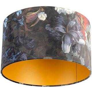 Fløjlslampeskærm med blomsterdesign 35/35/20 guld indvendig