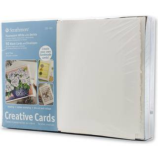 Strathmore Creative Cards Flourescent White With Deckle Edge 5x6.875 inches 50 Pack Convolles inkluderet - Brugerdefinerede lyk?nskningskort til